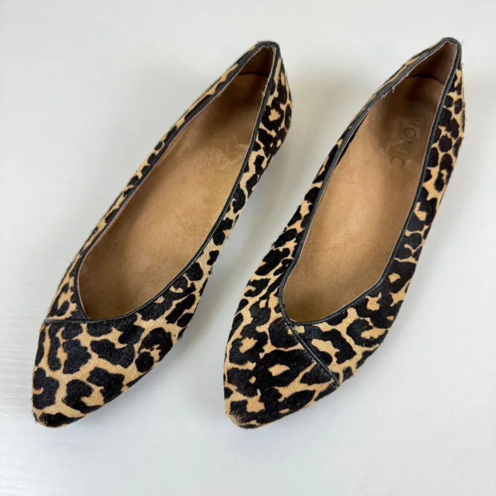 Vionic Pointed Toe Leopard Flats